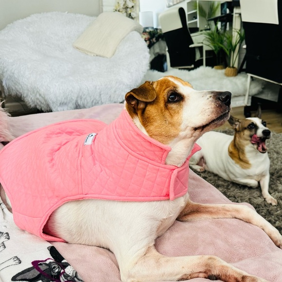 Pet (Dog) Tommy Bahama Pink Quilted Fleece Jacket - Picture 3 of 8